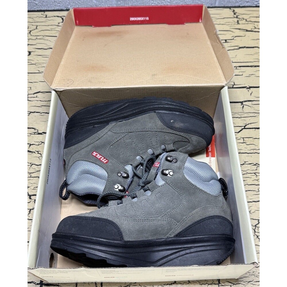 MBT Gray Leather Lace Up Round Toe Outdoor Hiking Boot W Original Box Womens 6 - Picture 2 of 16